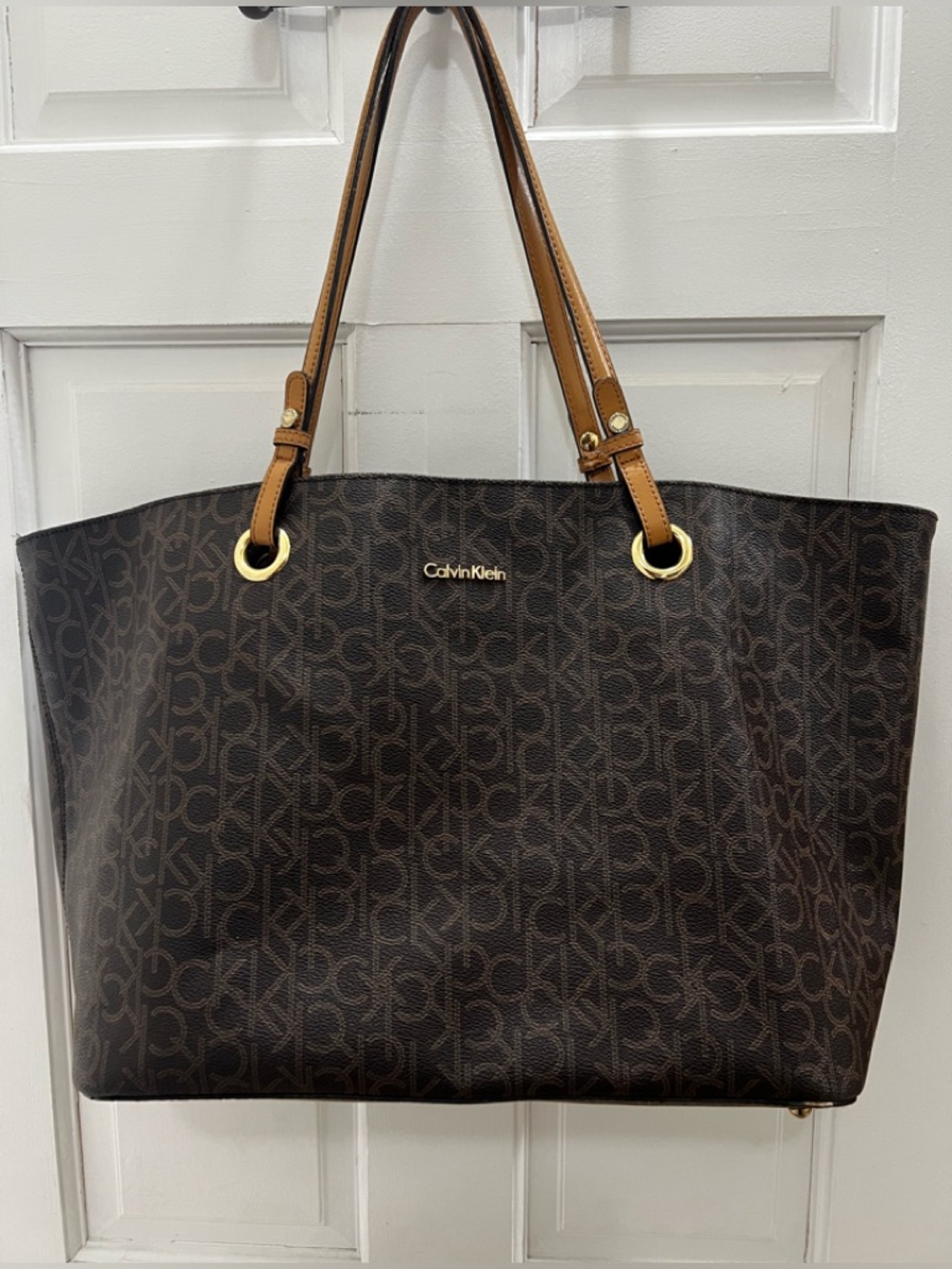 Calvin Klein Extra Large Dark Brown Logo Tote